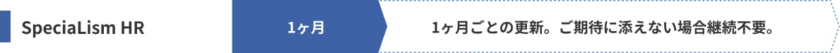 SpeciaLismHRは1ヶ月ごとの更新。ご期待に添えない場合継続不要。